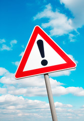 Warning road sign