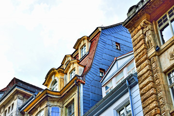 Colorful facades and siding of traditional buildings in Leipzig, Germany - 86560315