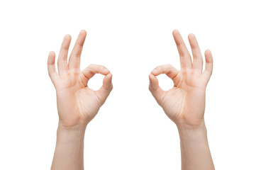 man hands showing ok sign