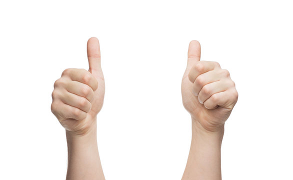 man hands showing thumbs up