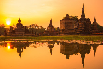 Obraz premium Sukhothai historical park, the old town of Thailand in 800 years ago