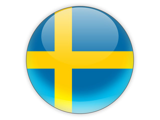 Fototapeta premium Round icon with flag of sweden