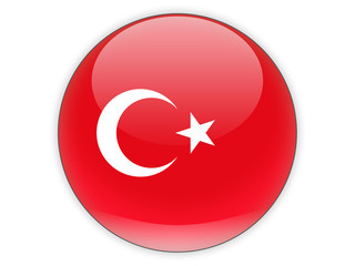 Round icon with flag of turkey