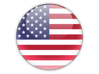 Round icon with flag of united states of america