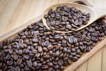 coffee beans in ladle