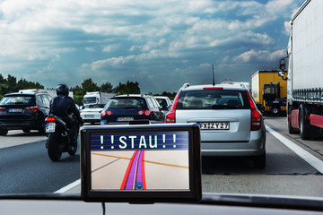 Traffic jam on German autobahn