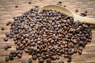 coffee beans in ladle