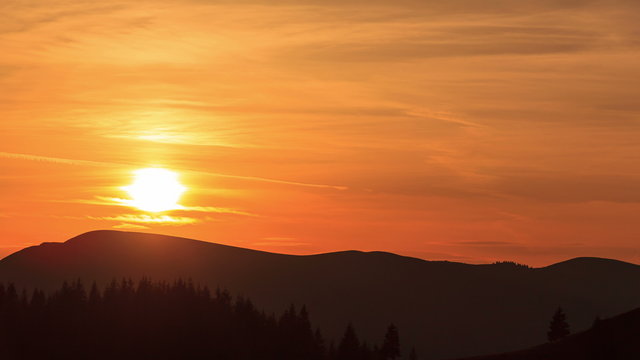 Sunset time lapse in Bucegi Mountains, Romania
