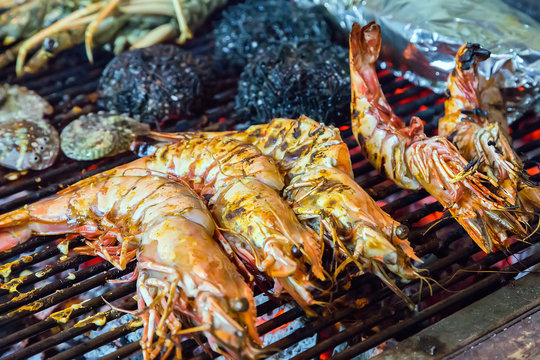 tiger shrimps food barbecue