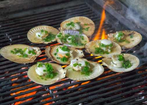 Scallops on Grill.
