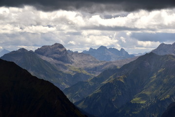 Wild mountain landscape with dramatic clouds (Warth-Schröcken)