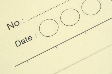 Close up wording DATE on vintage diary.