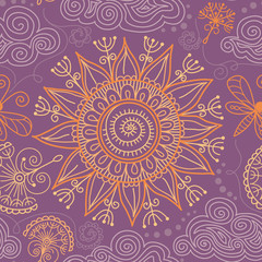 vector seamless sunny floral pattern