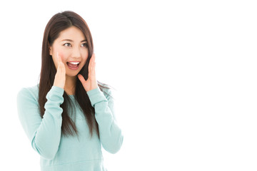 Fototapeta premium young asian woman on white background