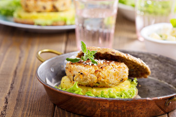 Rice and vegetables vegan burger 