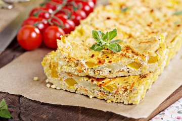 Vegan tart with millet crust and tofu filling