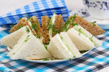 Cream cheese and cucumber sandwiches
