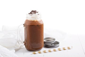 Chocolate coffee milk shake with whipped cream