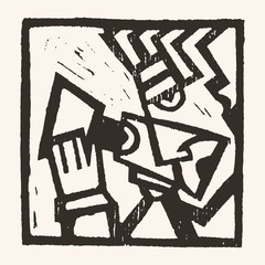 Linocut geometric character- 07