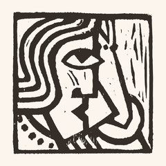 Linocut geometric character- 11