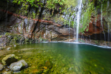 Last waterfall of the Twenty-five Fountains Levada hiking trail, Madeira (Portugal)
