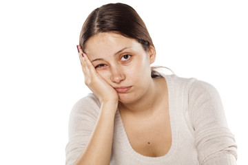 Fototapeta premium sad young woman without make-up