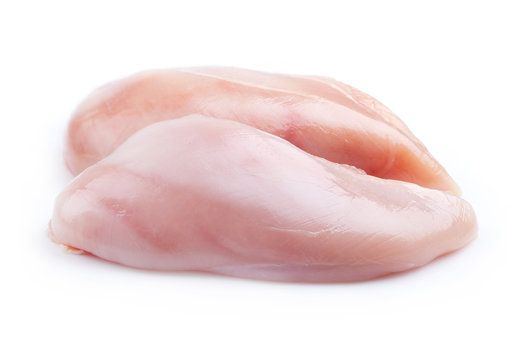 Raw chicken fillet  isolated on white