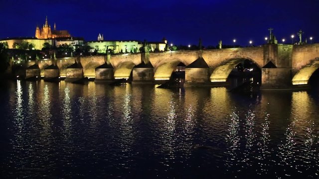 Evening, Charles Bridge (Karluv Most) and Prague Castle, Czech Republic