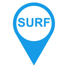 Icono texto SURF localizacion azul