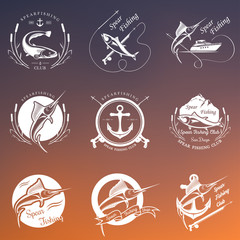 Big Set of Logos, Badges and Icons Spearfishing