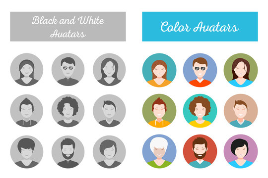 Set of People Avatar in Style Flat Design