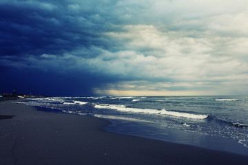 storm on the ocean coast