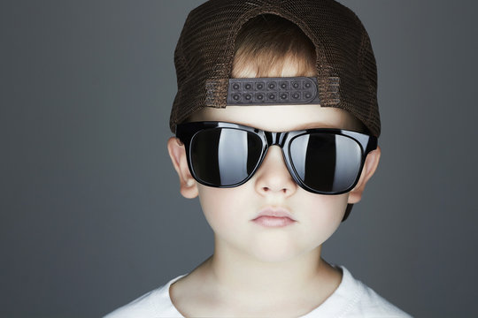 little boy.Hip-Hop Style.fashion children.handsome in sunglasses