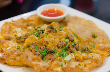 Fried mussels hot pan