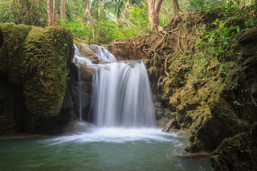Beautiful little waterfall in forest