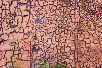 Red rusted antique textured peeling paint