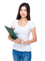 Woman holding with clipboard