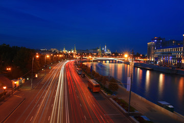 Fototapeta na wymiar background blur night city traffic lights