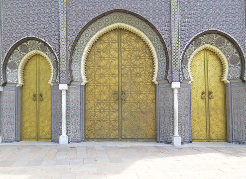 Puertas típicas árabes, Fez, Marruecos, Norte de África