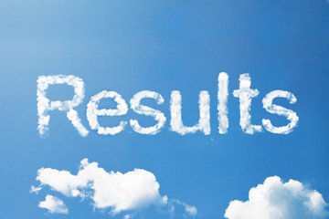 "Results" a cloud word on sky