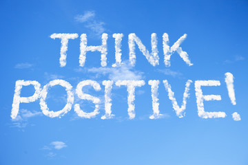 think positive cloud word on sky