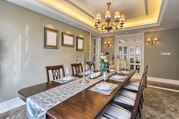 luxury dinning room interior - obrazy, fototapety, plakaty