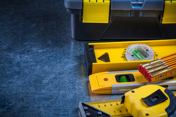 Fototapeta premium Copy space image of toolkit construction levels and instruments 