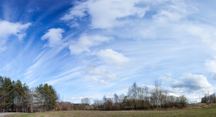 Long cirrus clouds skyscape