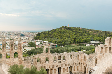 Fototapeta premium Philopappos Hill and Odeon of Herodes Atticus theater, Greece