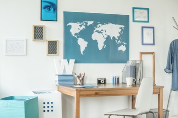 Designed workspace with world map