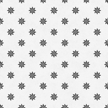 Black and White Eight Pointed Pinwheel Star Symbol Tile Pattern