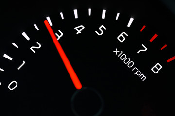 car dashboard speedometer tachometer macro