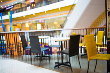 Fototapeta premium Coffee shop blur background with bokeh image.