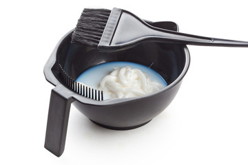 Bowl with peroxide and brush